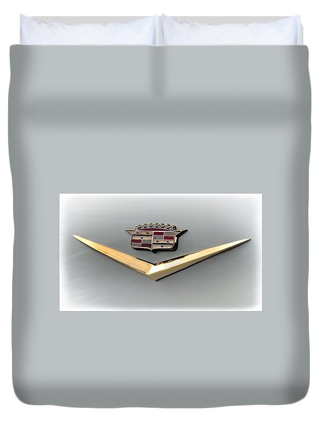Cadillac Duvet Cover featuring the digital art Gold Badge Cadillac by Douglas Pittman