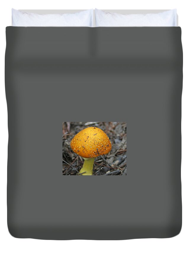 Photo Duvet Cover featuring the photograph Golden Mushroom by Barbara S Nickerson