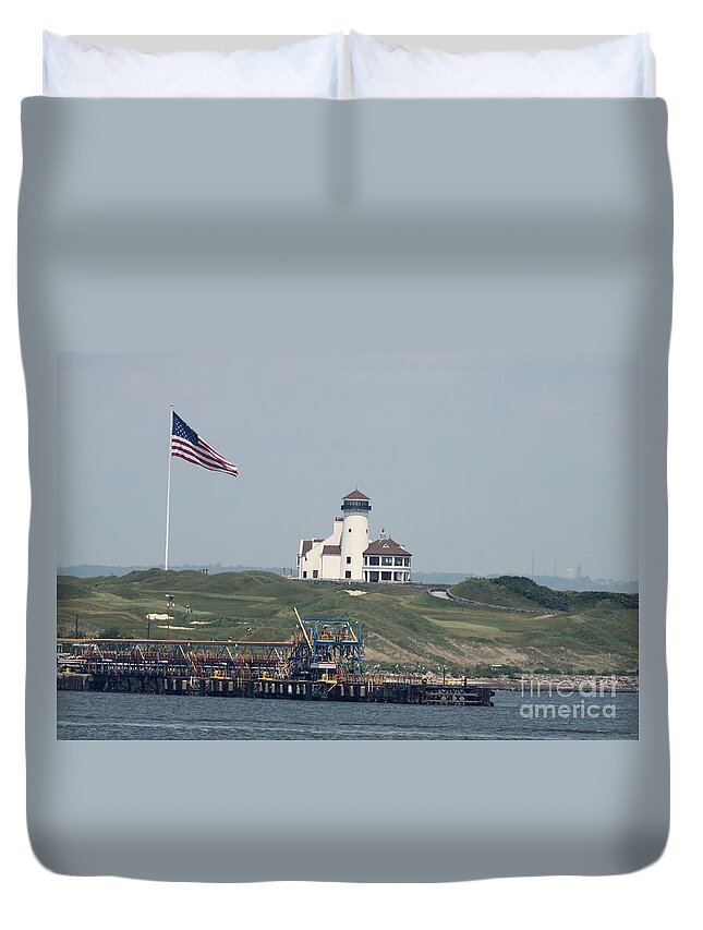 Hudson Duvet Cover featuring the photograph Golf At The Hudson by Christiane Schulze Art And Photography