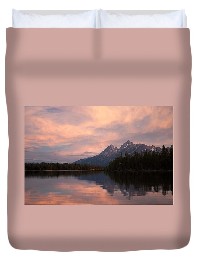 Grand Teton Duvet Cover featuring the photograph Grand Teton Sunset by Bruce Gourley