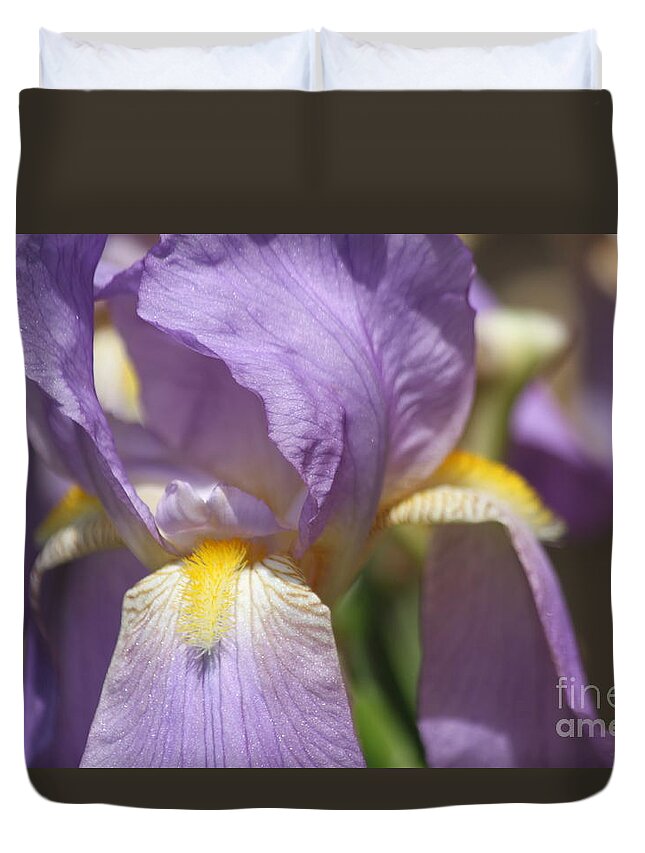 Iris Duvet Cover featuring the photograph Grandma's Iris by Bev Veals