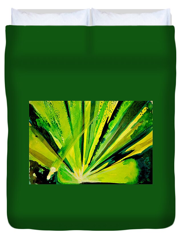 Umphrey's Mcgee Duvet Cover featuring the painting Green of UM by Patricia Arroyo