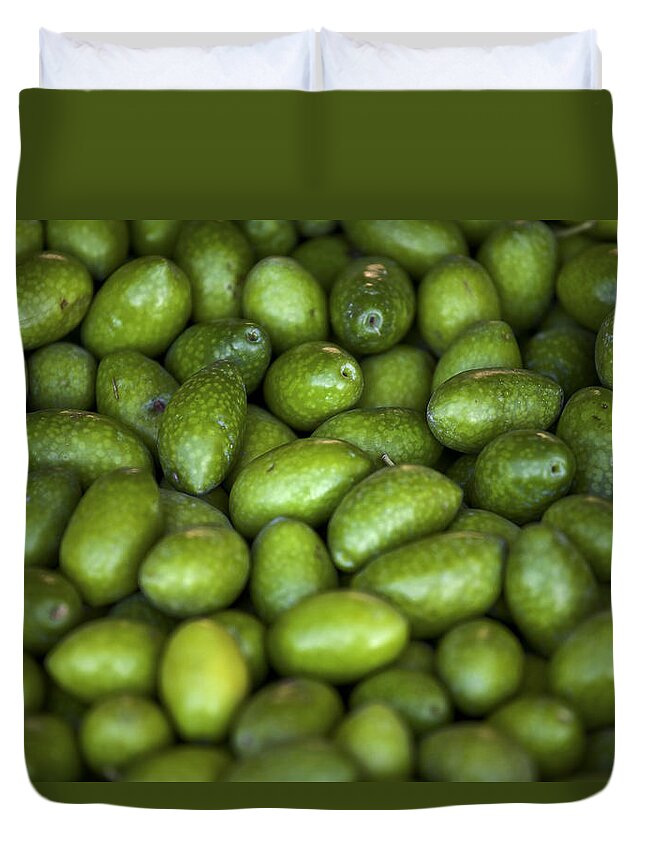 Olives Duvet Cover featuring the photograph Green Olives by Joana Kruse