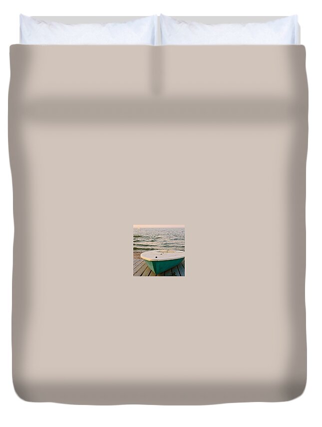 Sailboat Duvet Cover featuring the photograph Green Sailboat by Justin Connor