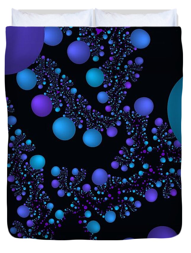 Abstract Duvet Cover featuring the digital art Gumball Fractal by Christy Leigh