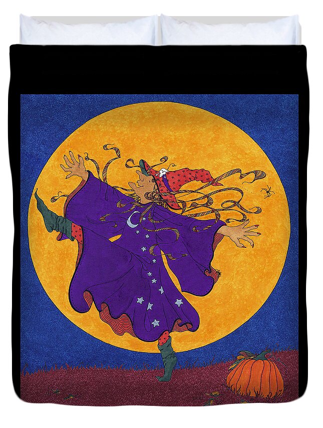 Halloween Duvet Cover featuring the drawing Halloween Dance by Michele Sleight