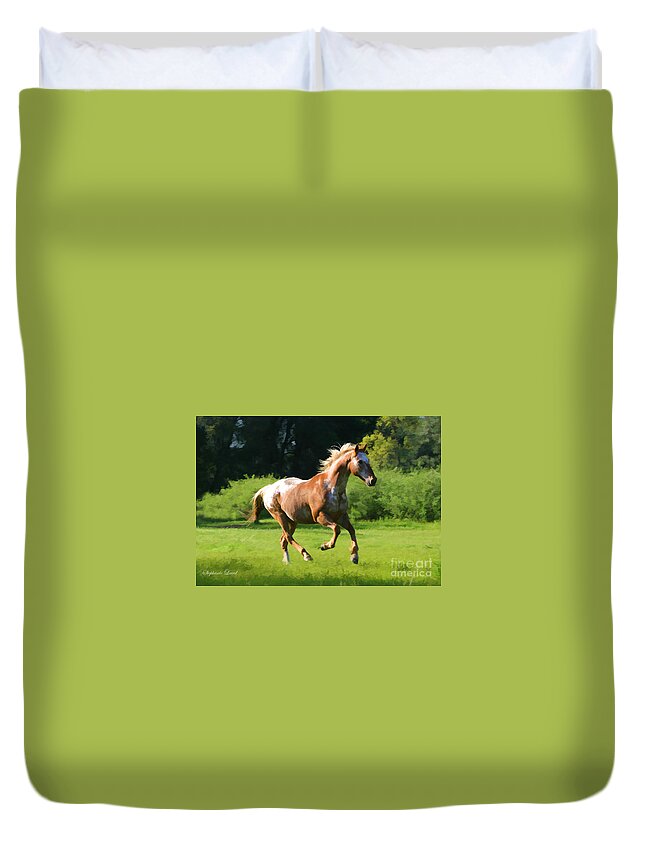 Horse Loping In Field Duvet Covers