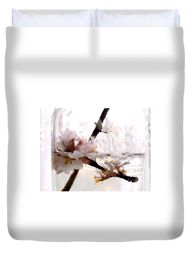 Flowers In A Jar Duvet Cover featuring the photograph He Loves Her by Angie Rea