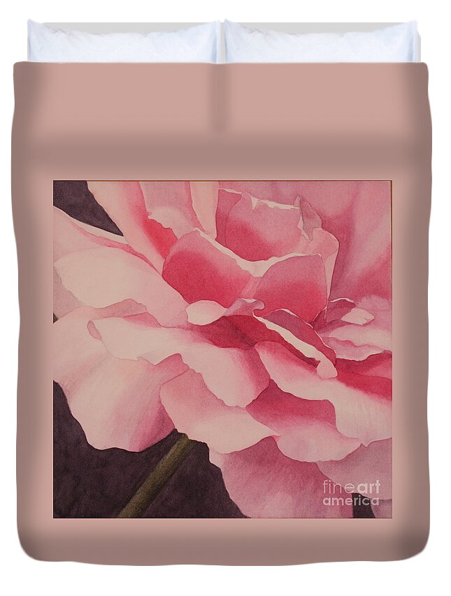 Flowers Duvet Cover featuring the painting Heart of a Rose 4 by Jan Lawnikanis