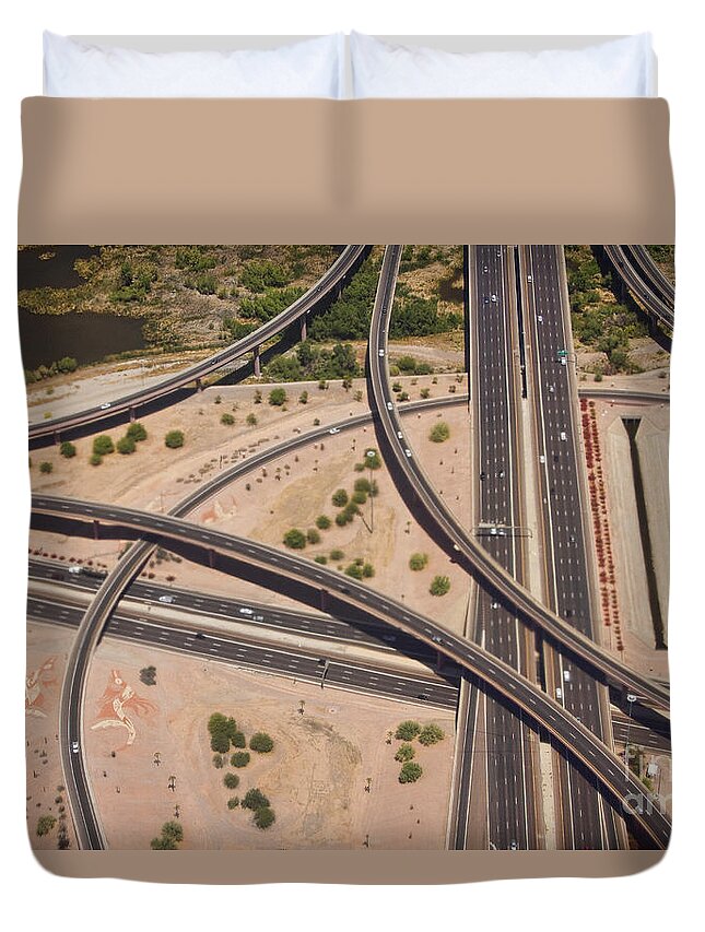 Roads Duvet Cover featuring the photograph Highway Planet Art by James BO Insogna