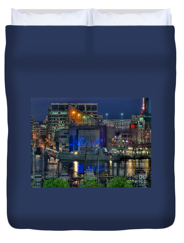 Baltimore Duvet Cover featuring the photograph HMCS Goose Bay by Mark Dodd