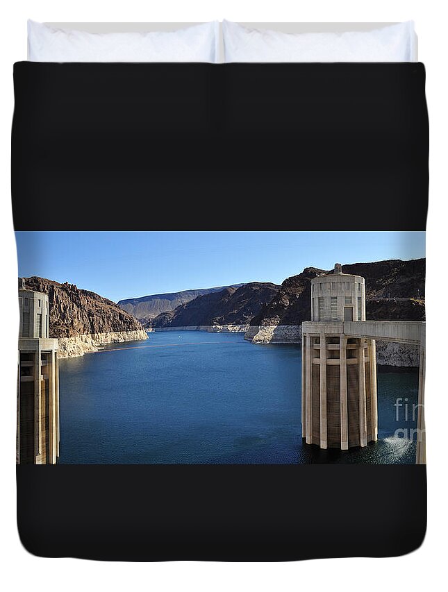 Lake Meade Duvet Cover featuring the photograph Hoover Dam Panorama by Dejan Jovanovic