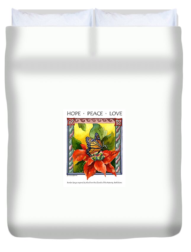 Hope Painting Duvet Cover featuring the painting Hope Peace Love by Anne Gifford