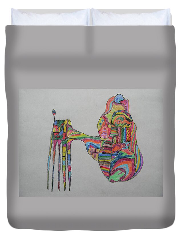 Horse Duvet Cover featuring the drawing Horse by Marwan George Khoury