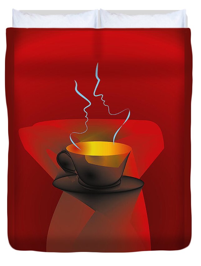 Digital Art Duvet Cover featuring the digital art Hot Coffee by Leo Symon