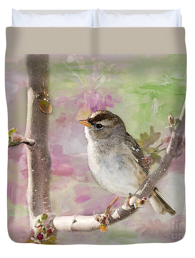 Bird Duvet Cover featuring the photograph House Sparrow by Betty LaRue