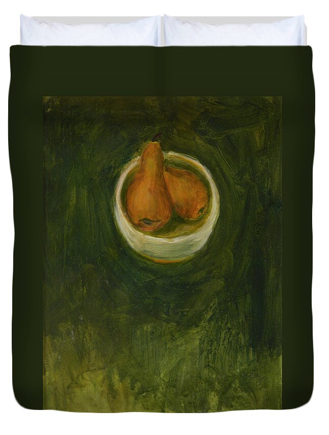 Still Life Duvet Cover featuring the painting Huddled Pair by Kathleen Grace