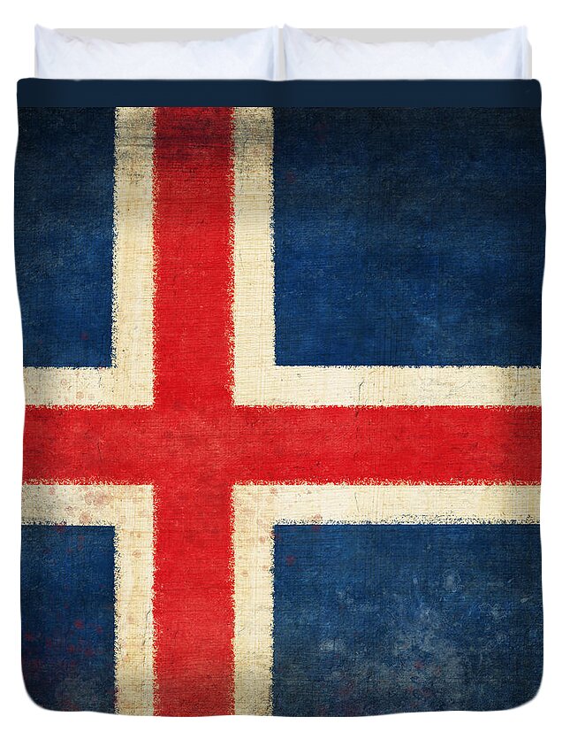 Chalk Duvet Cover featuring the photograph Iceland flag by Setsiri Silapasuwanchai