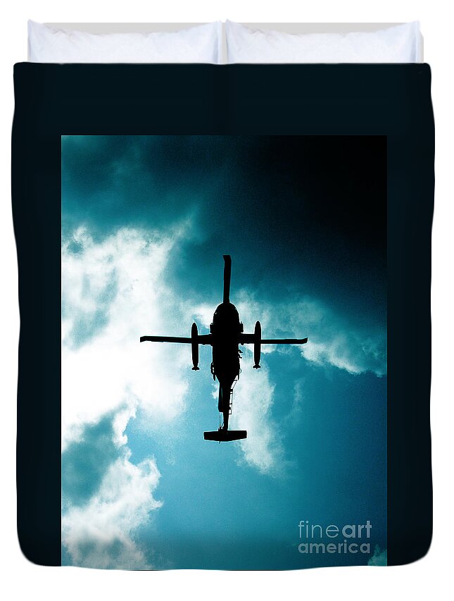 Helicopter Duvet Cover featuring the photograph Impending Doom by Lisa Lambert-Shank