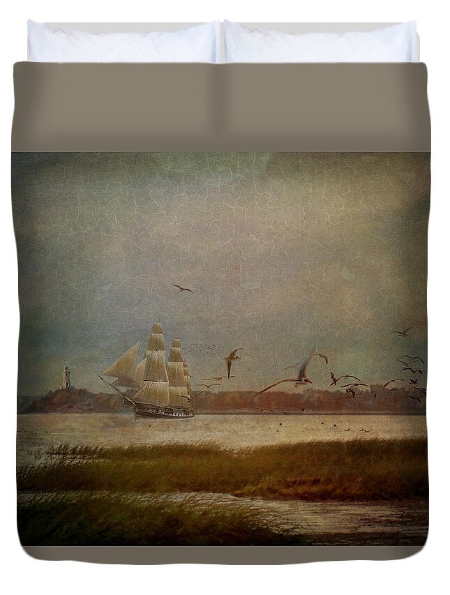 Emerald_sea Duvet Cover featuring the digital art In Another Lifetime by Lianne Schneider
