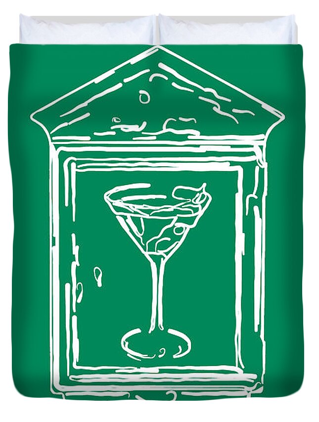 Alcohol Duvet Cover featuring the photograph In Case Of Emergency - Drink Martini - Green by Wingsdomain Art and Photography