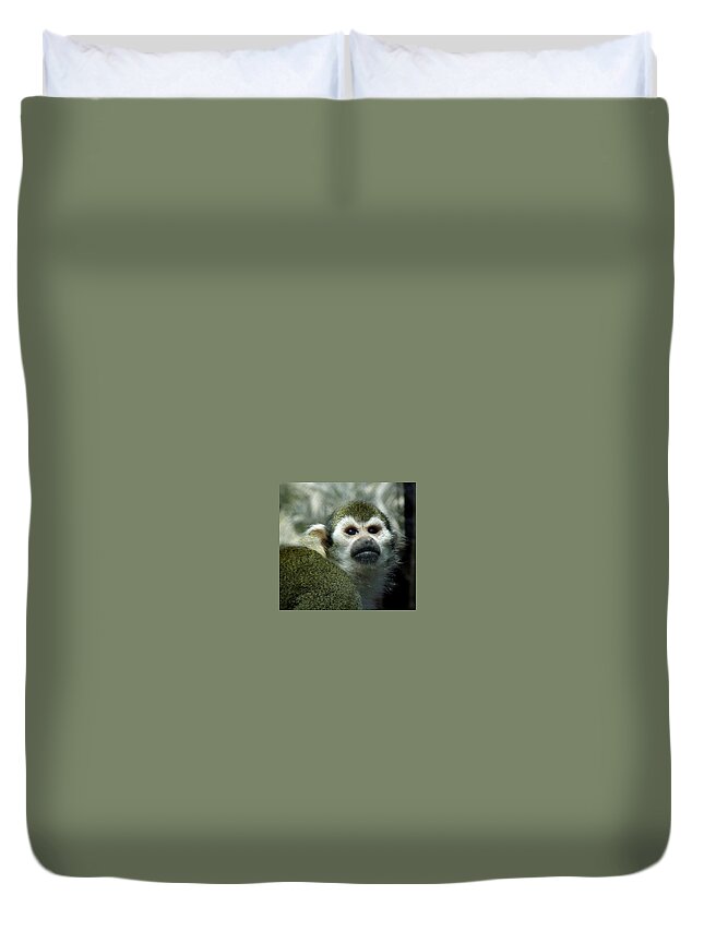 Monkey Duvet Cover featuring the photograph In Thought by Kim Galluzzo Wozniak