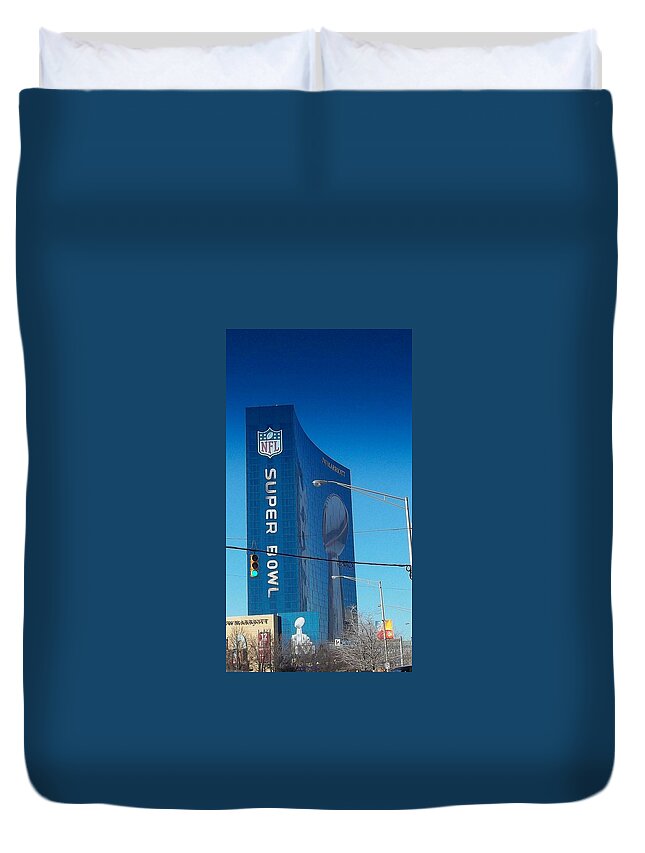 Super Bowl Duvet Cover featuring the photograph Indianapolis Marriott welcomes Super Bowl 46 by Stephen King