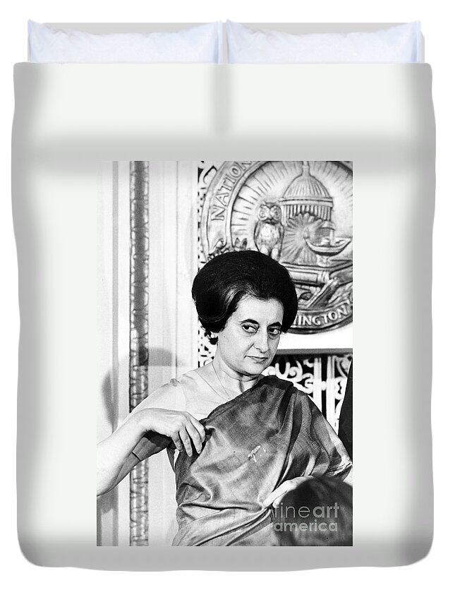 1966 Duvet Cover featuring the photograph Indira Nehru Gandhi by Granger