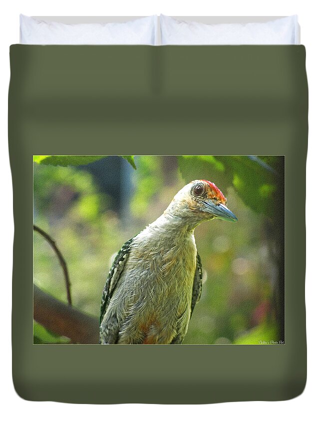 Nature Duvet Cover featuring the photograph Inquisitive Woodpecker by Debbie Portwood