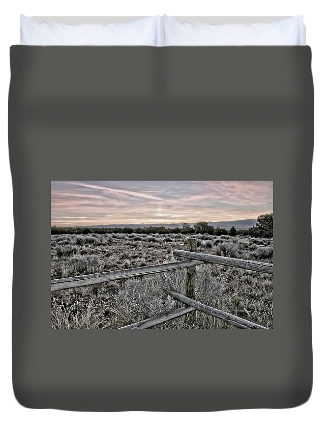 Fence Duvet Cover featuring the photograph Intersection Of The Tortoise And Hare by Mark Ross