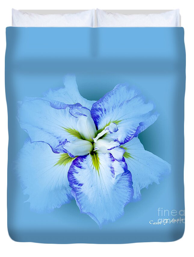 Iris Duvet Cover featuring the photograph Iris in Blue by Carol F Austin