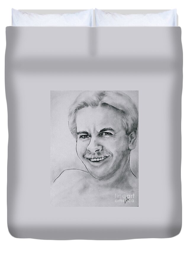 Man Duvet Cover featuring the drawing Irrepressible by Rory Siegel
