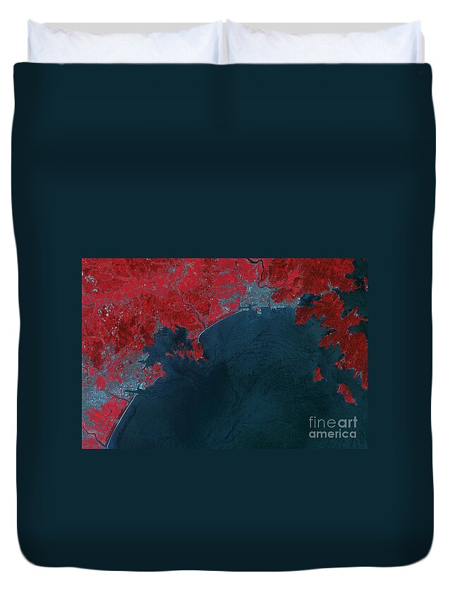 Japan Duvet Cover featuring the photograph Ishinomaki, Japan, Before Tsunami by National Aeronautics and Space Administration