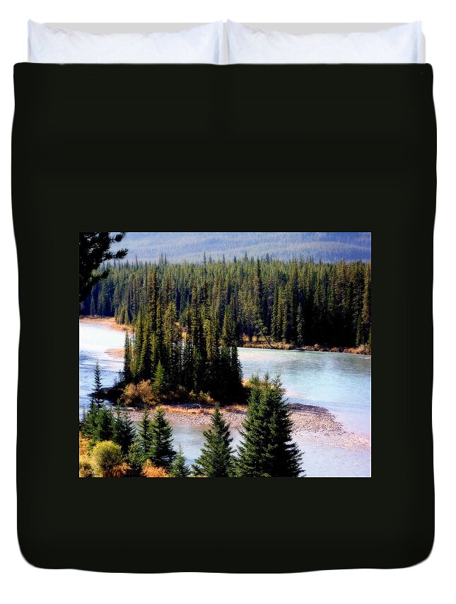 Water Duvet Cover featuring the photograph ISLANDS in the STREAM by Karen Wiles