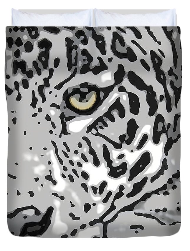  Leopard Drawings Duvet Cover featuring the digital art Jaguar smoke by Mayhem Mediums