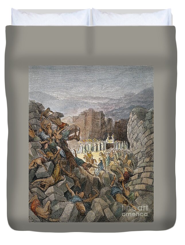 Battle Duvet Cover featuring the drawing Jericho by Gustave Dore