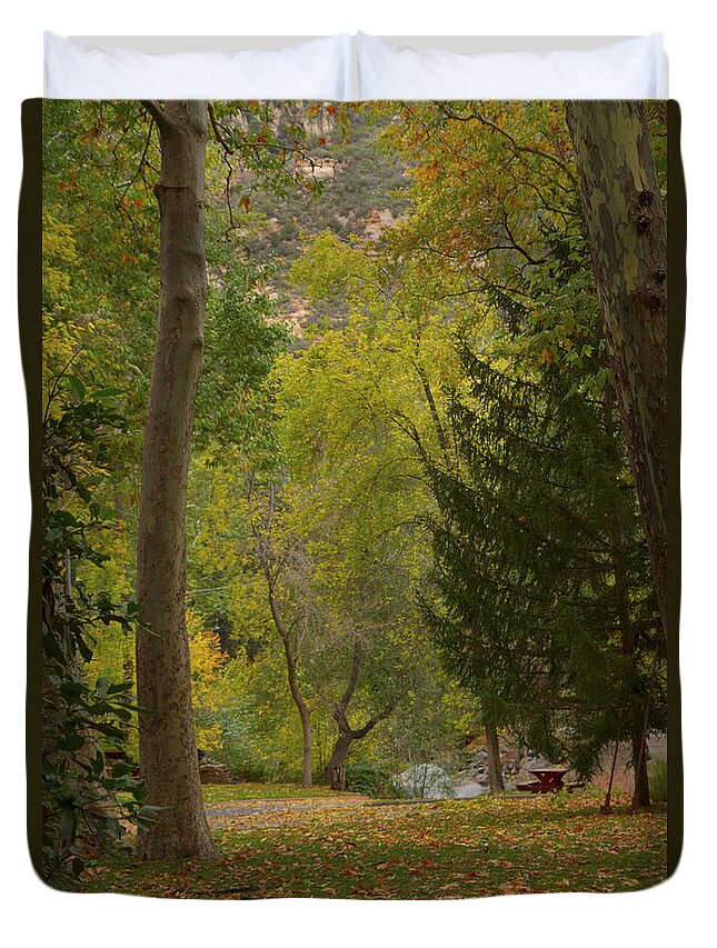 Oak Creek Canyon Duvet Cover featuring the photograph Junipine by Tom Kelly