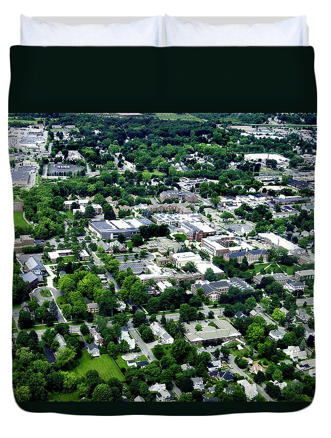 Aerial Duvet Cover featuring the photograph Keene State College by Greg Fortier