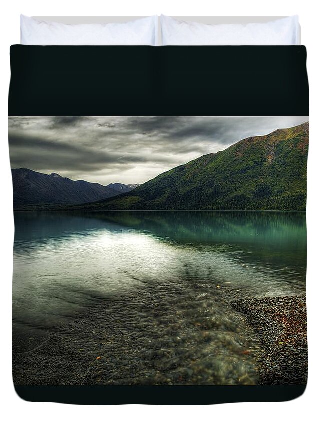 Kenai Lake Duvet Cover featuring the photograph Kenai Lake with Storm Clouds by Michele Cornelius
