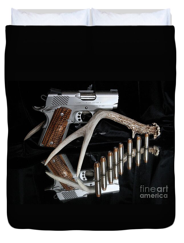 Pistol Duvet Cover featuring the photograph Kimber Ultra Carry 45 cal by Edward R Wisell