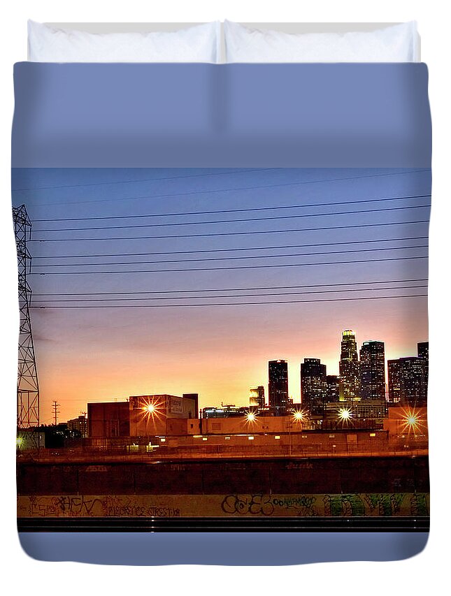 Endre Duvet Cover featuring the photograph LA Sunset by Endre Balogh