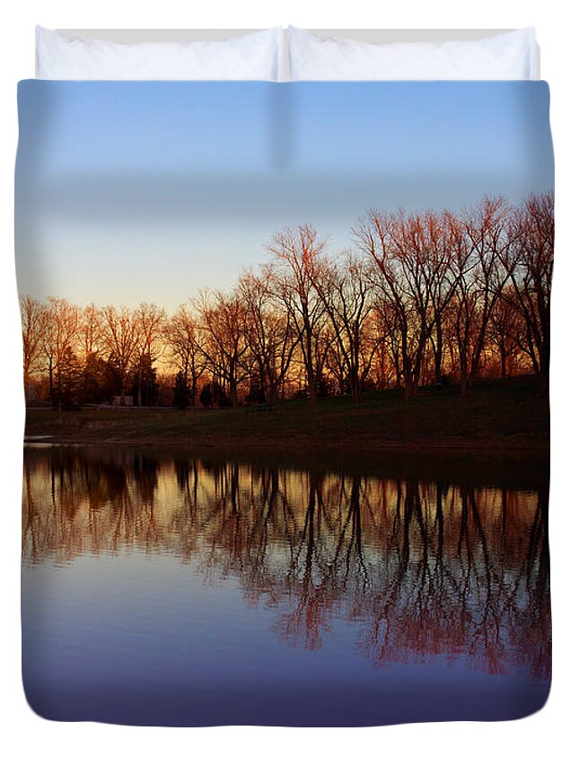 Trees Duvet Cover featuring the photograph Lakeside Reflections by Bill and Linda Tiepelman