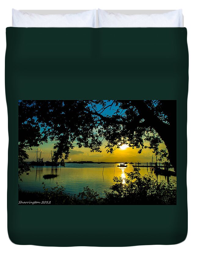 Sunset Duvet Cover featuring the photograph Last Patroll Tonight by Shannon Harrington
