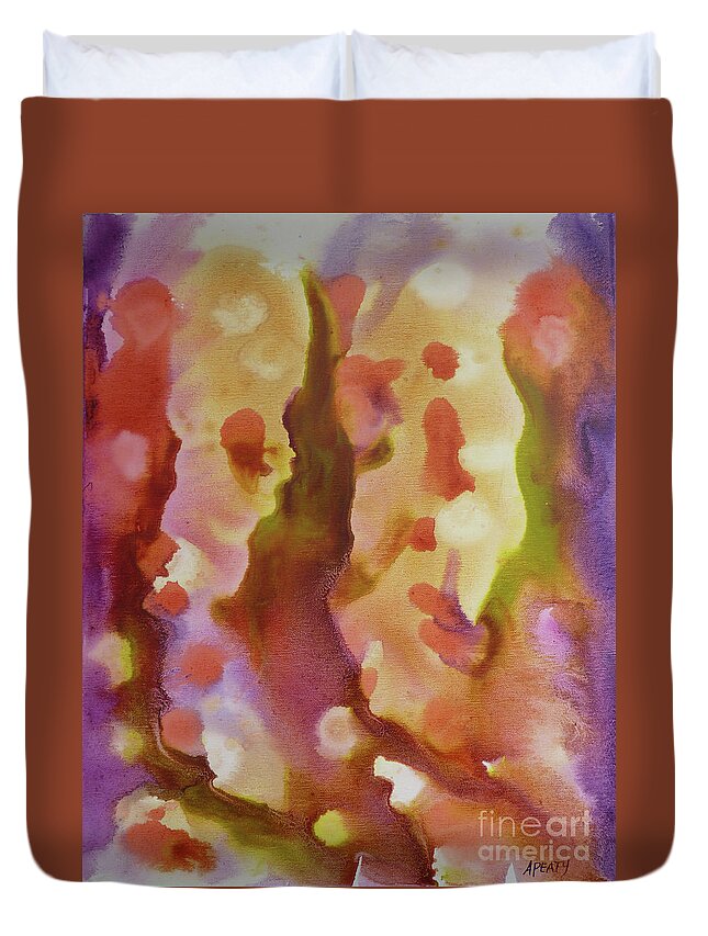 Lava Flows Duvet Cover featuring the painting Lava Lights by Audrey Peaty