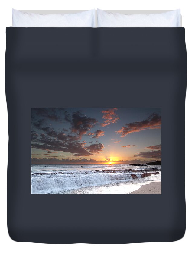Kauai Duvet Cover featuring the photograph Lava Shelf Waterfall by Roger Mullenhour