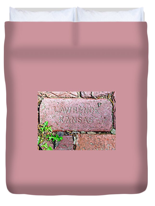 Lawrence Ks Duvet Cover featuring the photograph Lawrence Kansas Brick Paver by Jo Sheehan