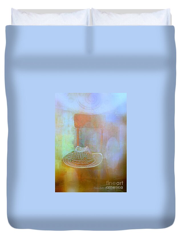 Faniart Faniart Africa America Tableau Sable Woman Femme Abstract Yesayah Fanou Africa West Afrique Canvas Display Image Left Behind Duvet Cover featuring the mixed media Left Behind by Fania Simon