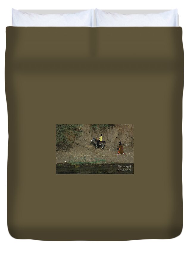 Egypt Duvet Cover featuring the photograph Life along the Nile 2 by Vivian Christopher