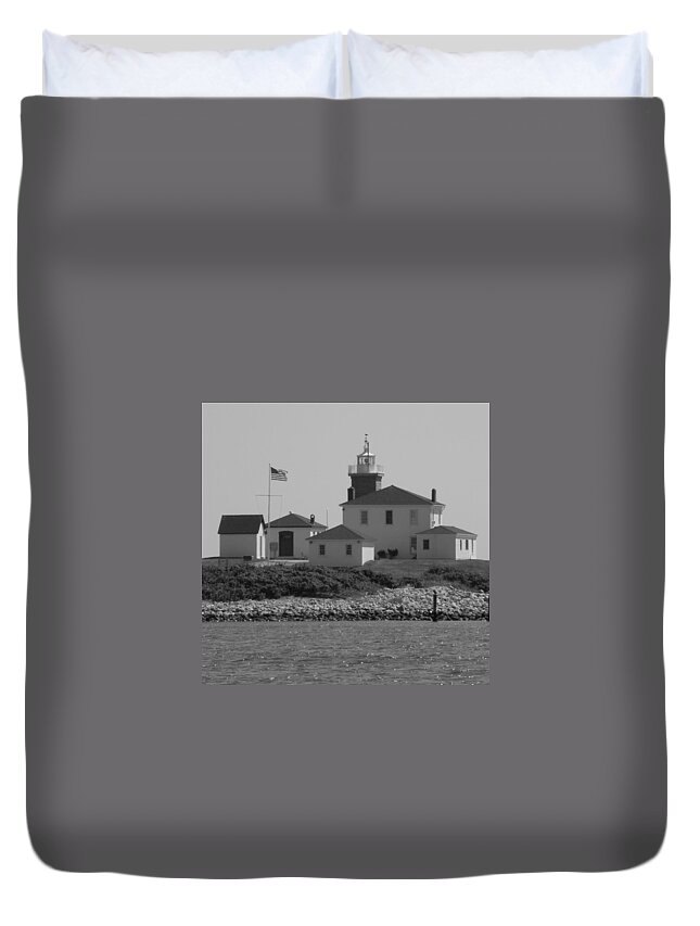 Light House Duvet Cover featuring the photograph Light House Watch Hill RI by Kim Galluzzo