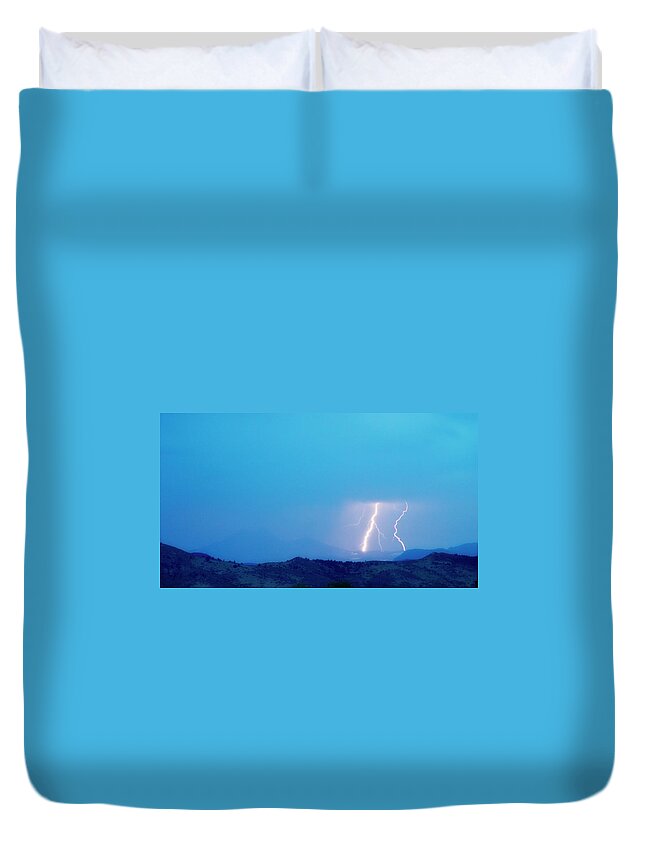 Continental Divide Duvet Cover featuring the photograph Lightning Bolts Hitting the Continental Divide Crop by James BO Insogna